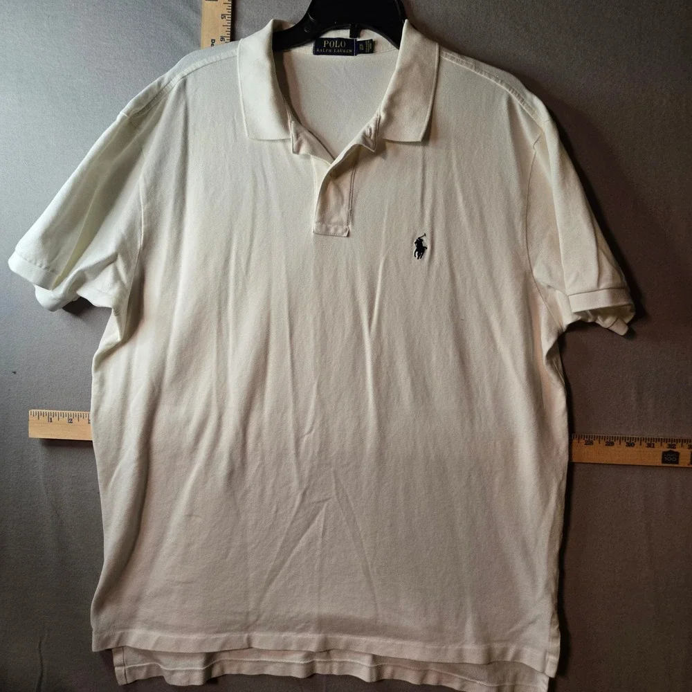 Polo‎ Ralph Lauren Mens XL Cream Pima Cotton Stretch Short Sleeve Polo Shirt